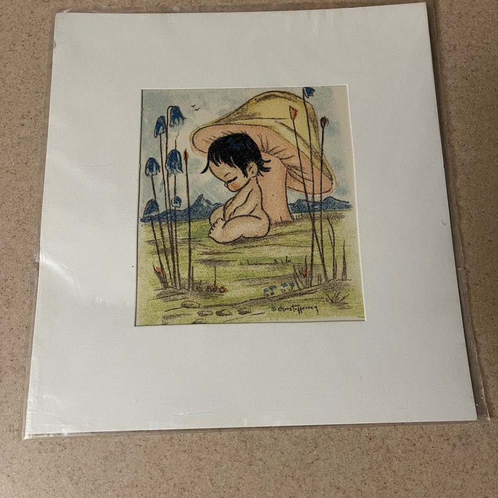 Vintage Gerda Christoffersen Native American Children - Floral - Mushroom Prints - Picture 4 of 8